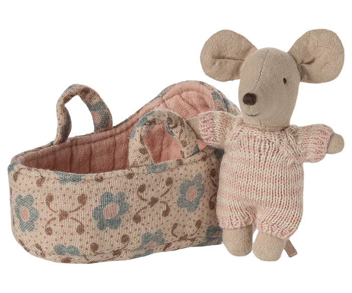 Maileg Baby Mouse in Carry Cot