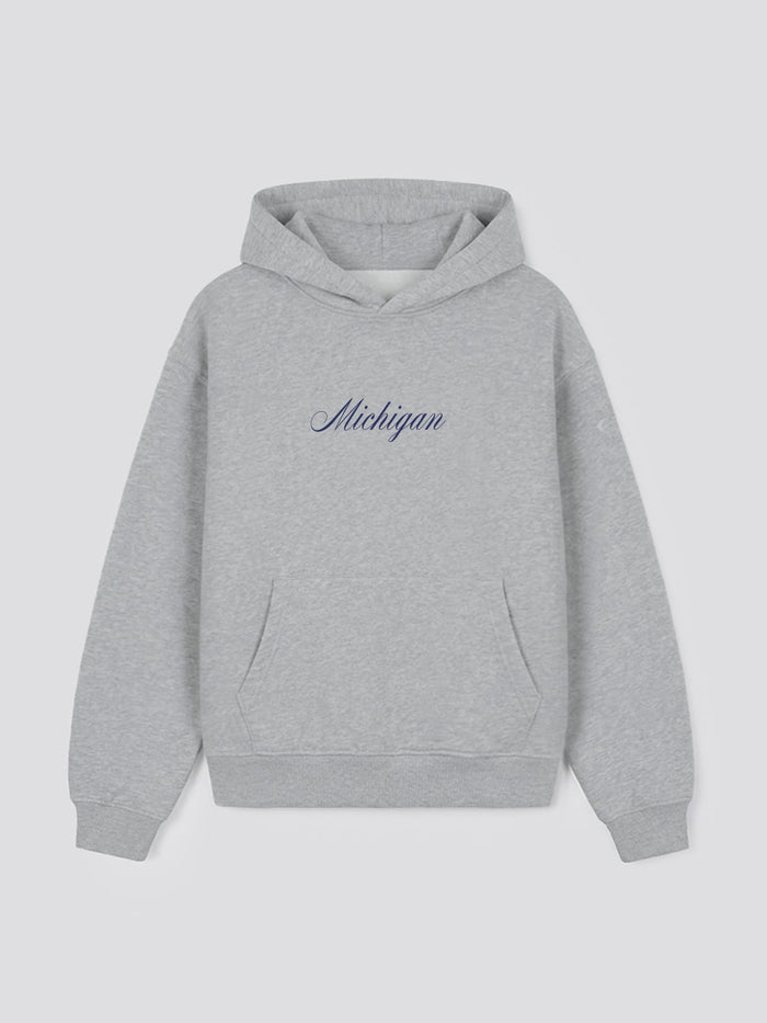 Michigan Script Hoodie in Heather Gray - Pre-Order All Sizes