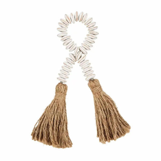 Mud Pie - Napkin Ring - White Beaded Tassel - Findlay Rowe Designs