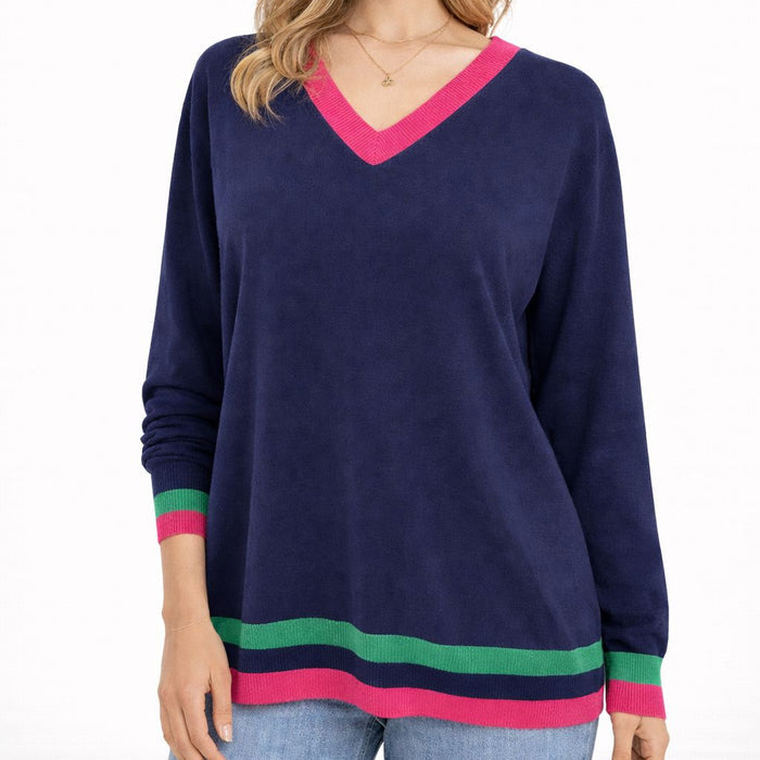 Navy College V-neck Knit (Gordon Smith)