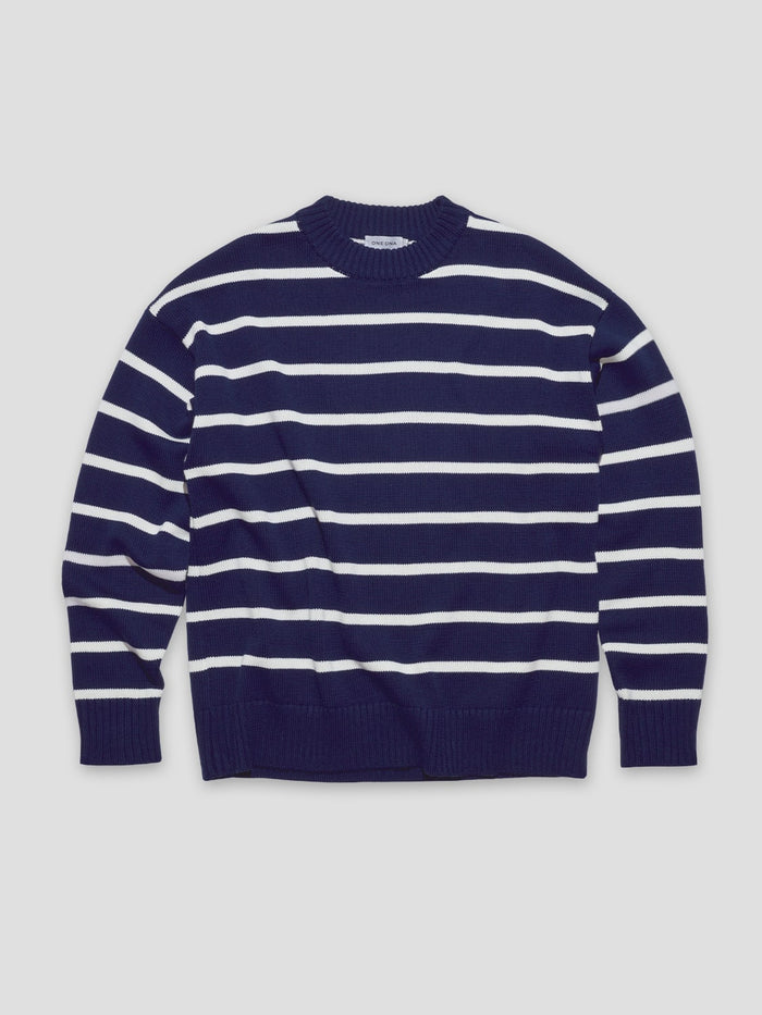 Navy & White Striped Sweater