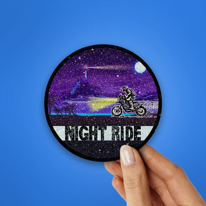 Night Ride Glitter Sticker - Glitter Stickers | STICK IT UP