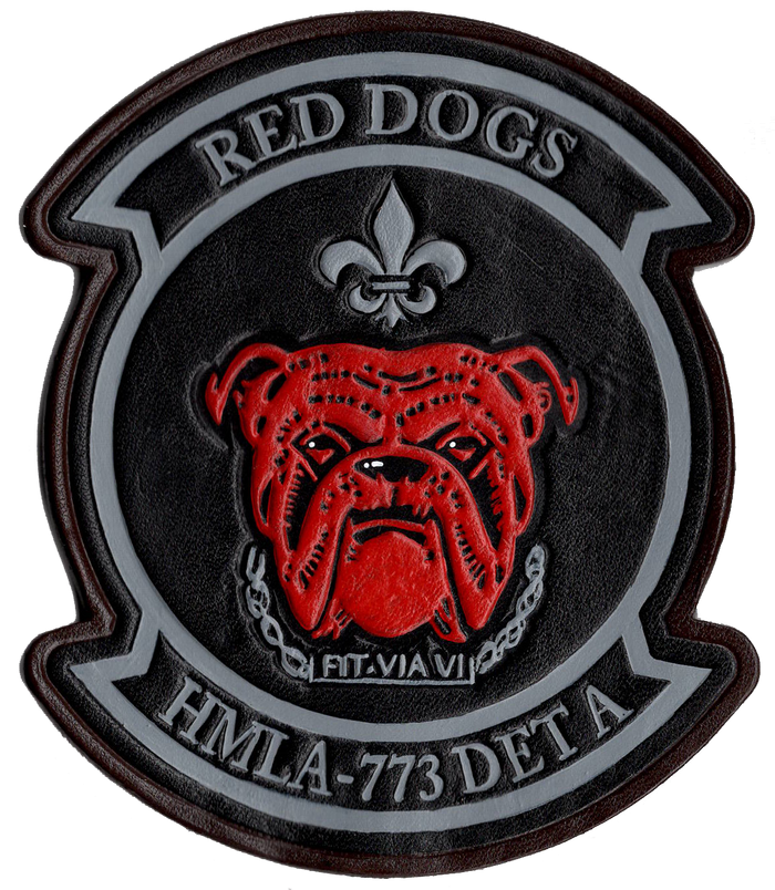 Officially Licensed HMLA-773 Det A Red Dogs Hand Painted Leather Patch