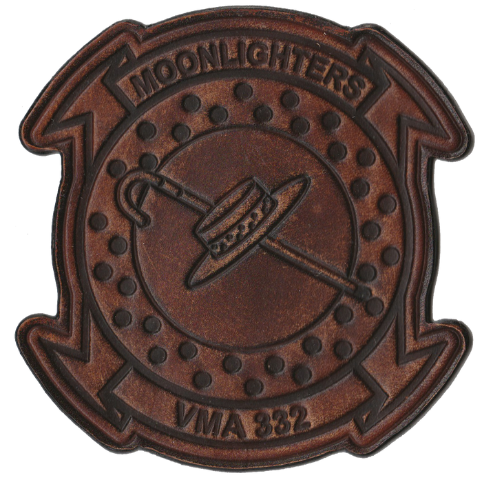 Officially Licensed USMC VMA-332 Moonlighters Hand Painted Leather Patch