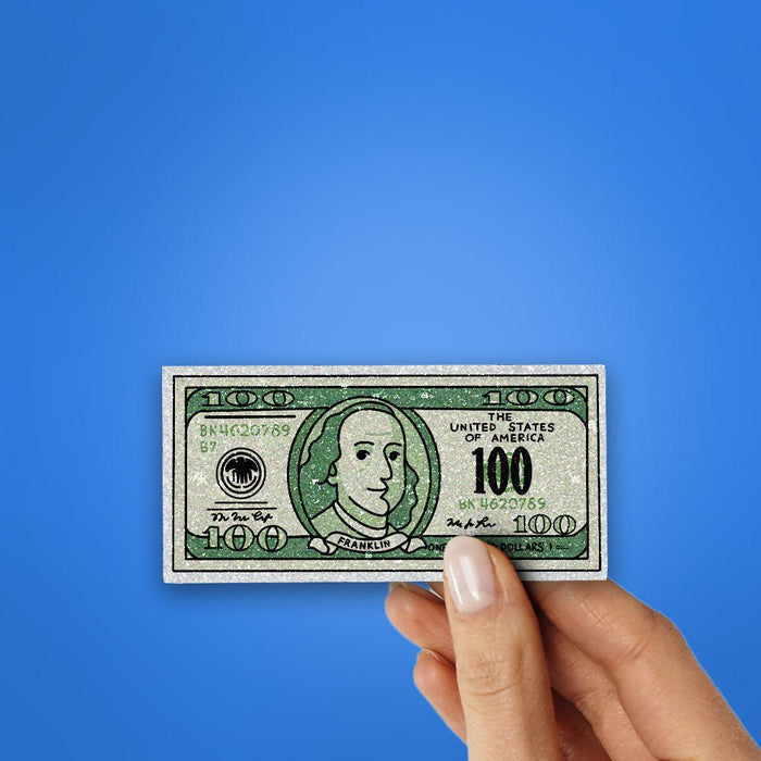 One Hundred dollar Glitter Sticker - Glitter Stickers | STICK IT UP