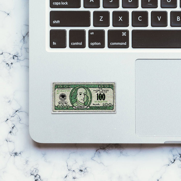 One Hundred dollar Glitter Sticker - Glitter Stickers | STICK IT UP