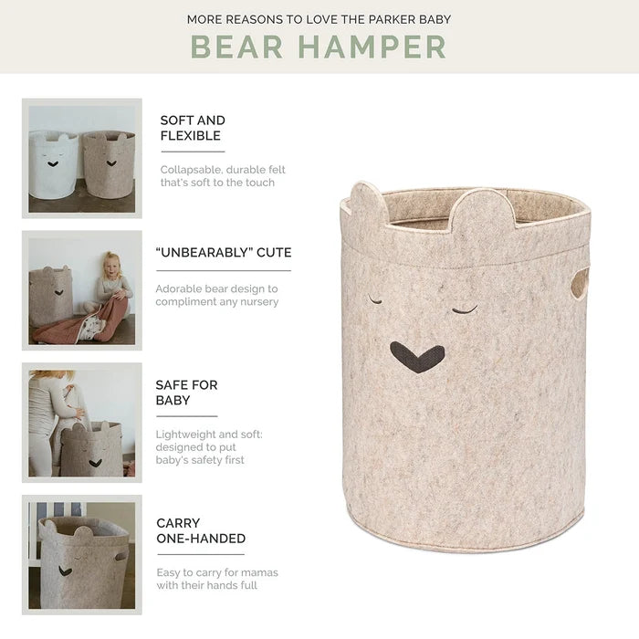 Parker Baby Bear Felt Hamper - White
