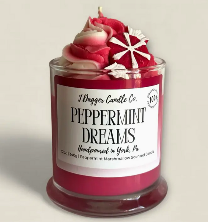 Peppermint Dream Holiday Dessert Soy Candle, 12oz