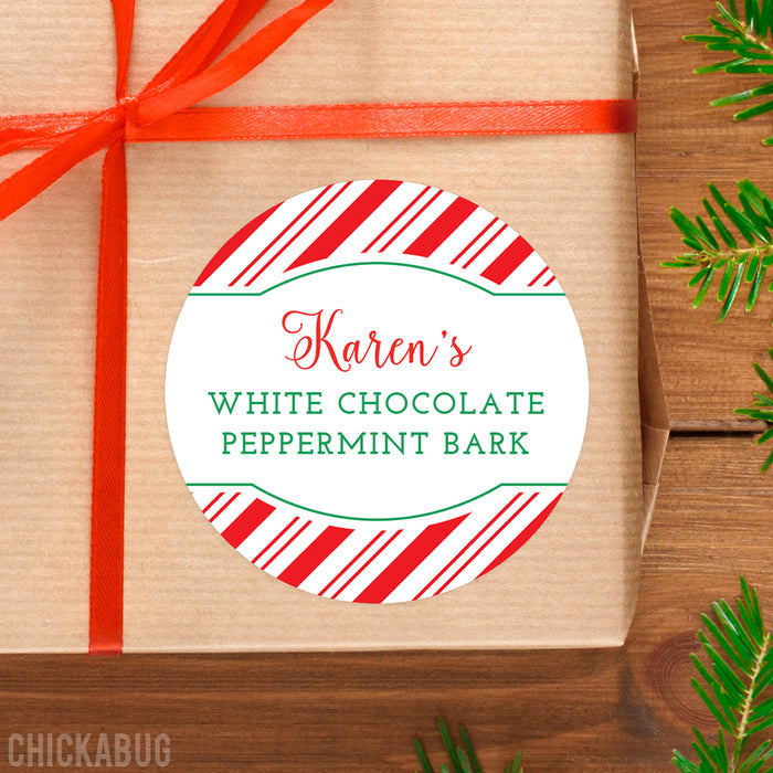 Peppermint Stripe Christmas Food & Baking Gift Labels