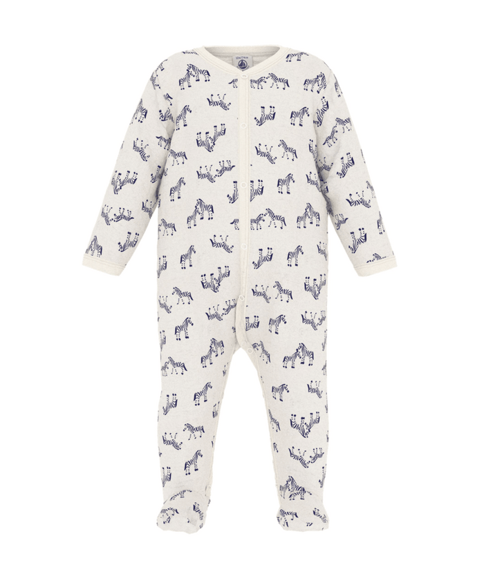Petit Bateau Velour Footie in Zebras