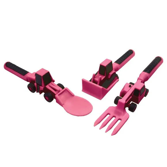 Pink Construction 3 Piece Feeding Set