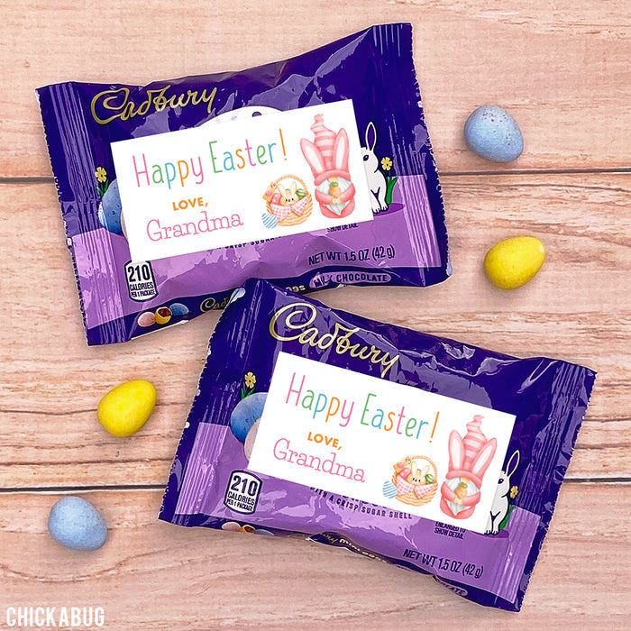 Pink Gnome Easter Gift Labels