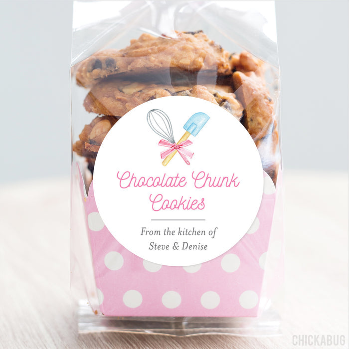 Pink Whisk & Spatula Food Gift Labels