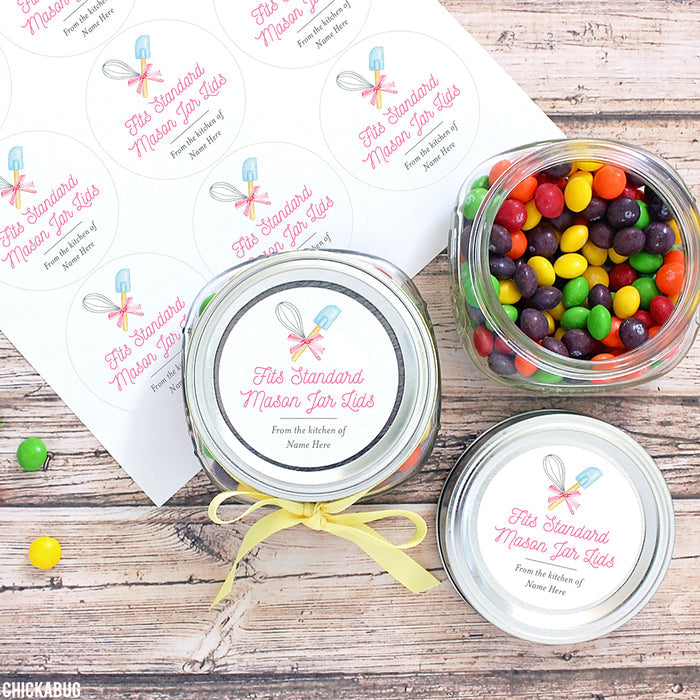 Pink Whisk & Spatula Food Gift Labels