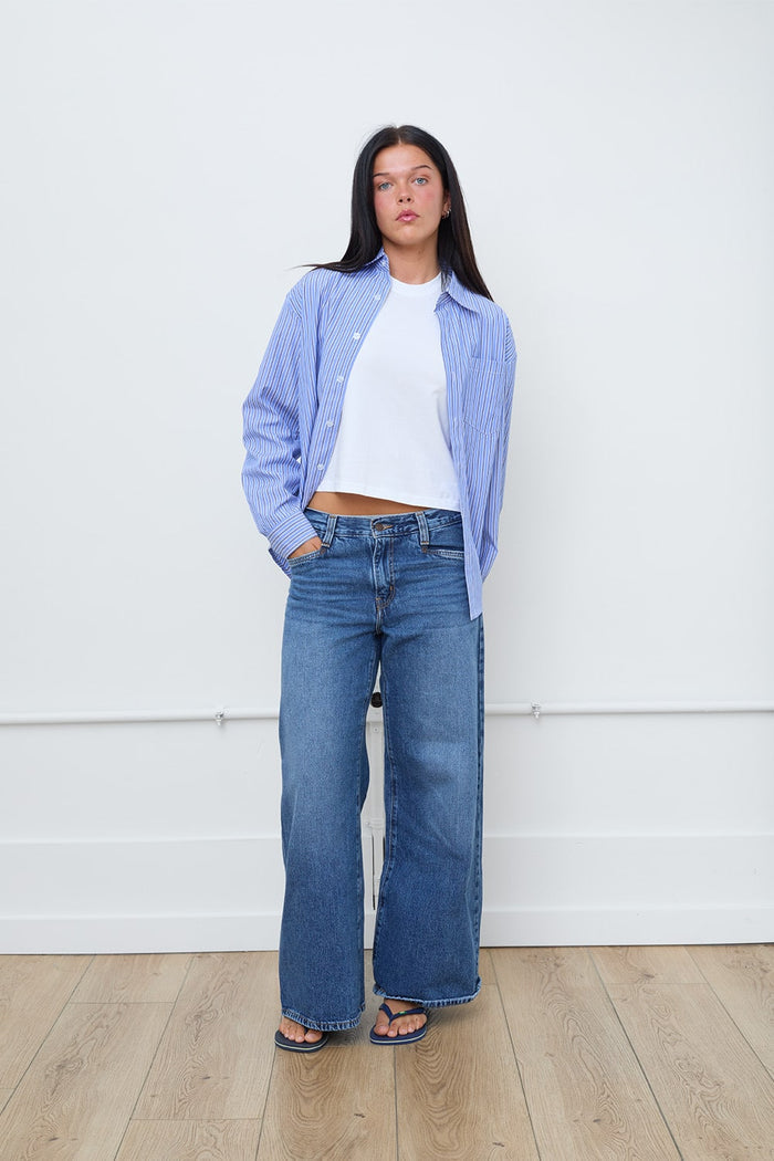 Pinstripe Button-Up Shirt