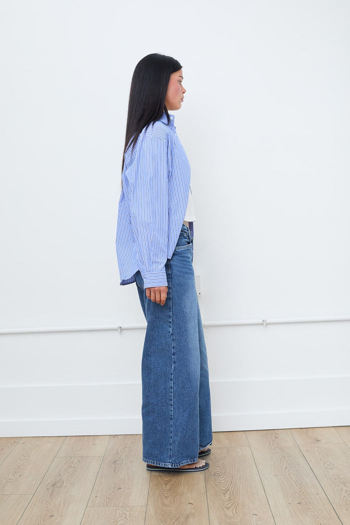 Pinstripe Button-Up Shirt
