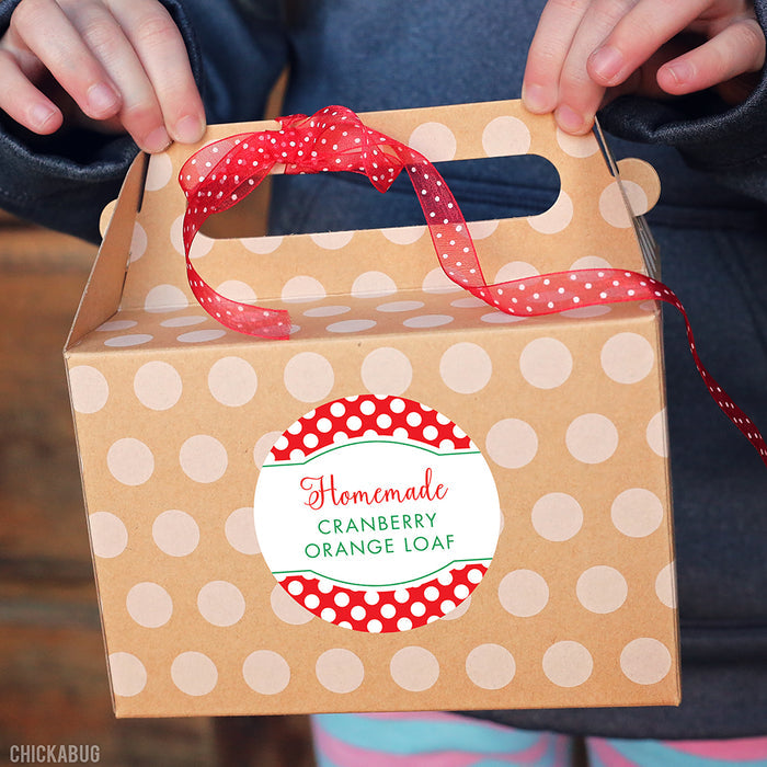 Polka Dot Christmas Food & Baking Gift Labels