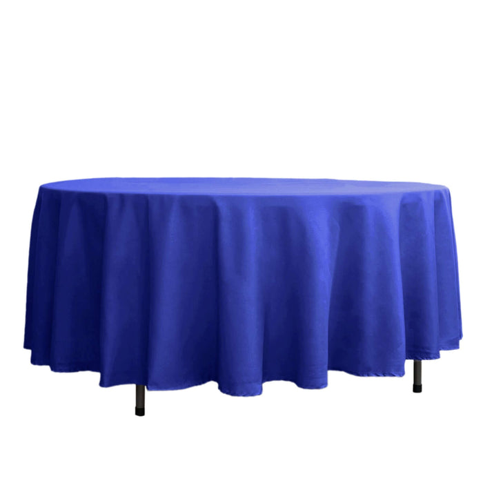 Blue round tablecloth in studio isolation shot