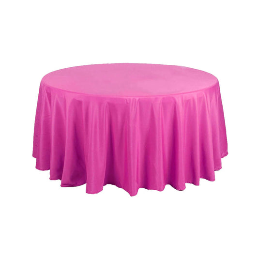 Round pink tablecloth with elegant drape