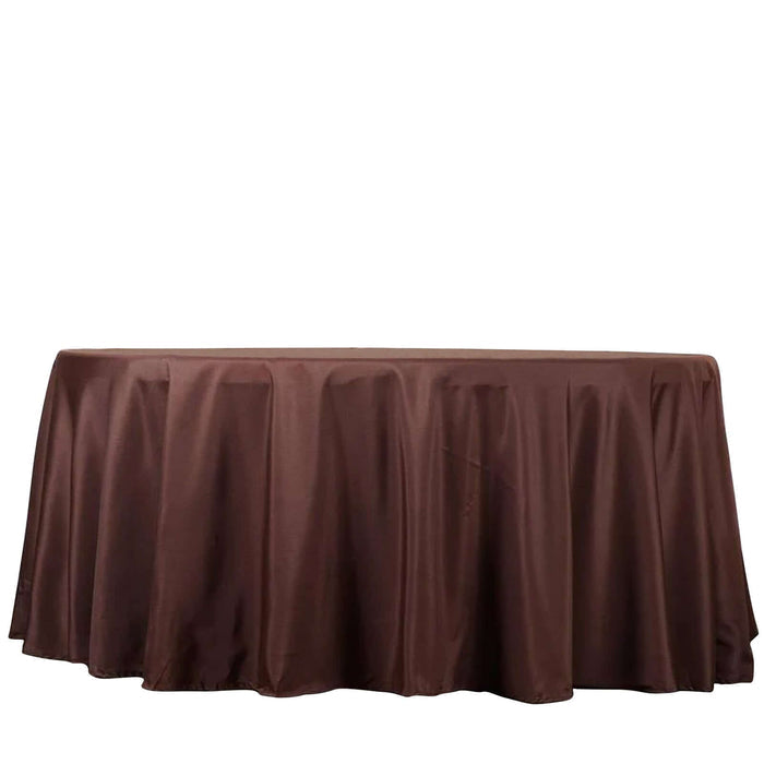 Brown tablecloth draped elegantly over a round table
