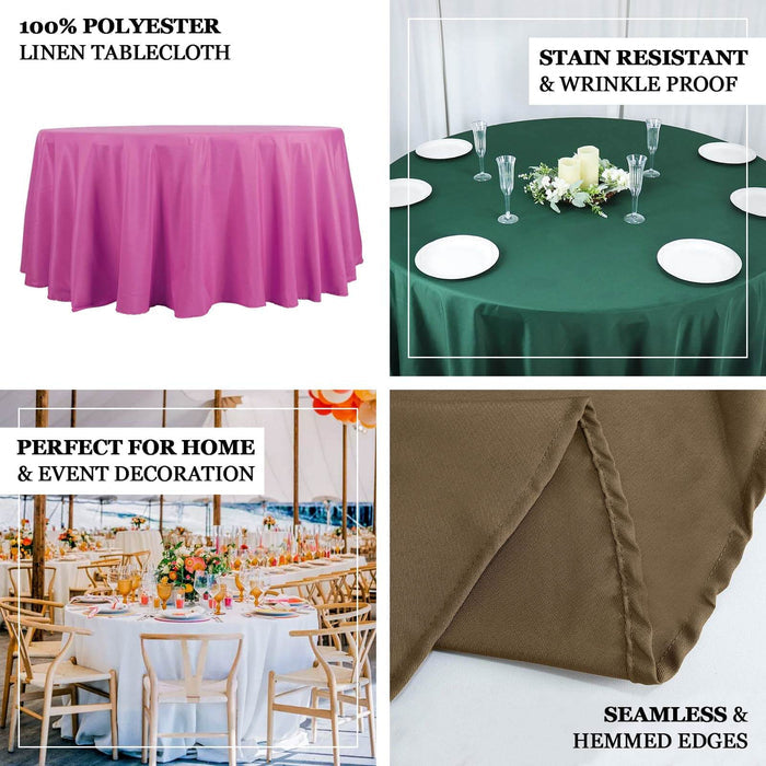 Polyester tablecloth in pink, green, and brown for home and event decoration.
