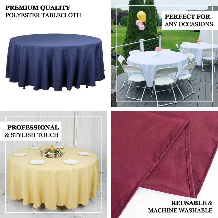 Premium quality polyester tablecloths in various colors, perfect for any occasion.
