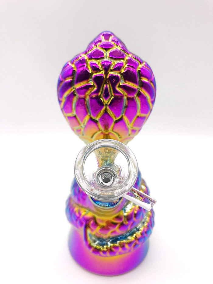 Smoke Station Water Pipe Rainbow-Metal Rainbow metallic cobra style bubbler.