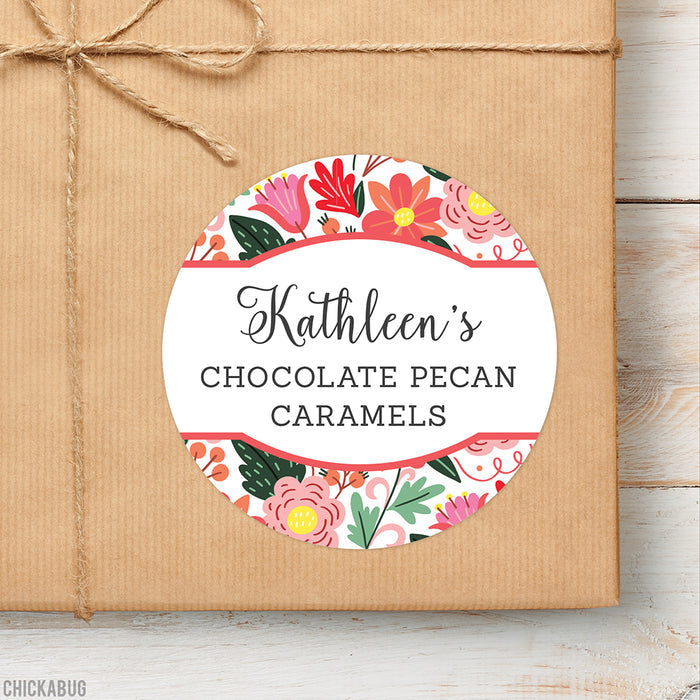 Red Floral Food & Baking Gift Labels