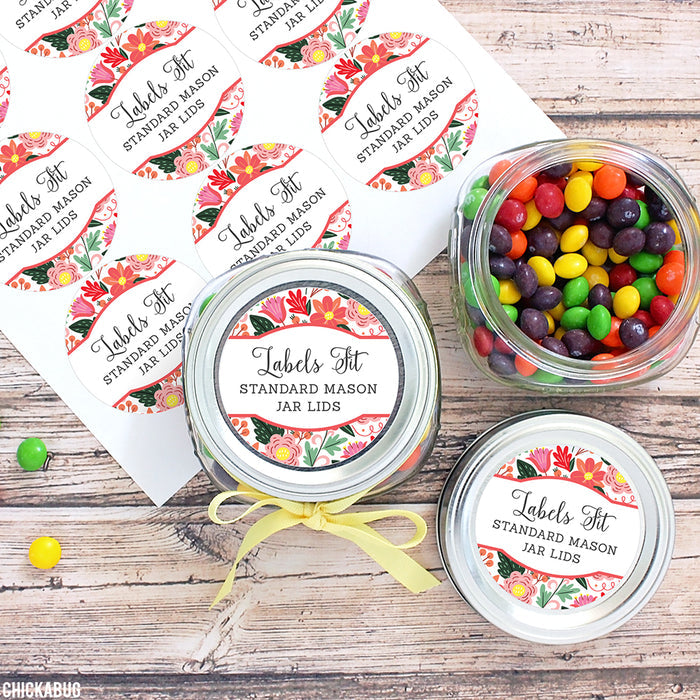 Red Floral Food & Baking Gift Labels