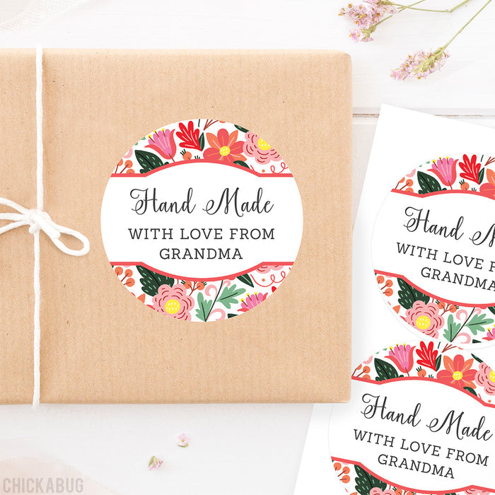 Red Floral Food & Baking Gift Labels
