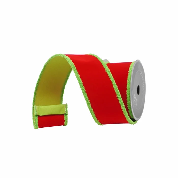 Red & Lime Scrooge Trim Ribbon, 2.5" X 10YD