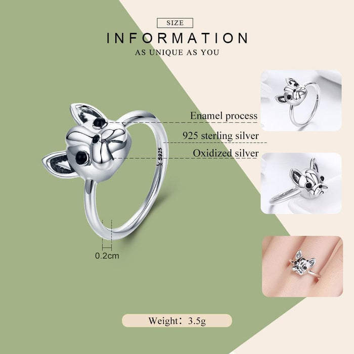 Ring - Women's 925 Sterling Silver French Bulldog Dog Ring