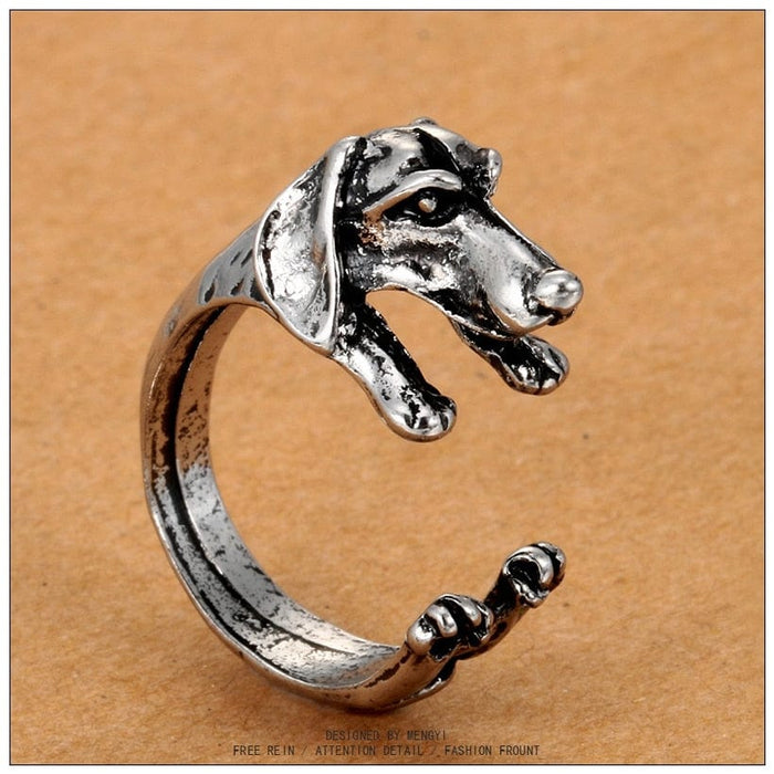 Ring - Women's Bronze/Silver Plated Black Dachshund Rings