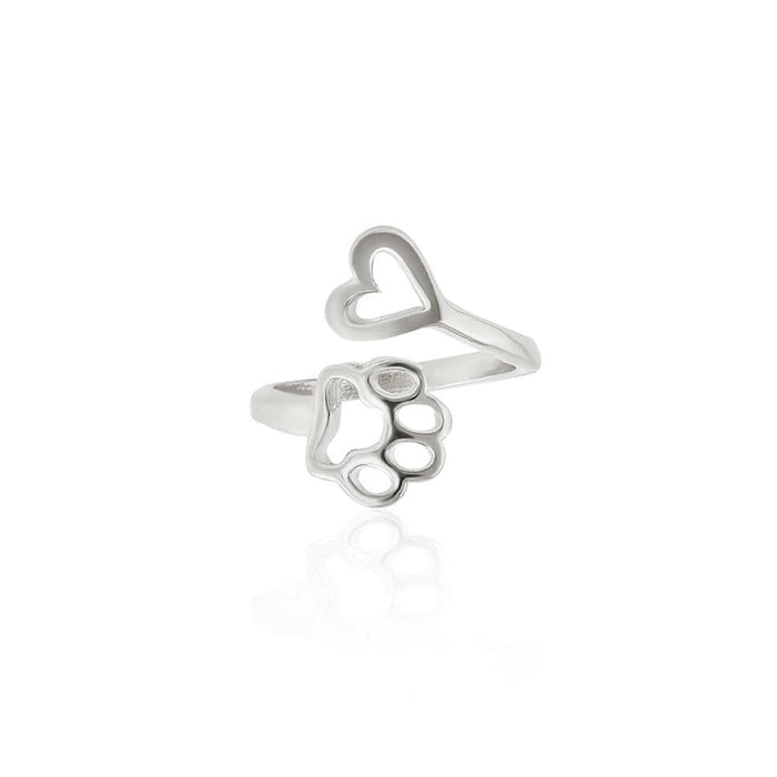 Ring - Women's Lovely Heart And Cat Paw Ring