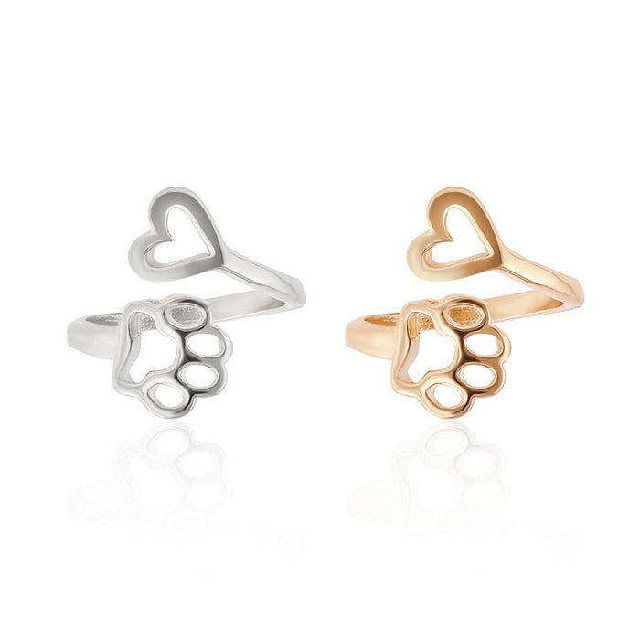 Ring - Women's Lovely Heart And Cat Paw Ring