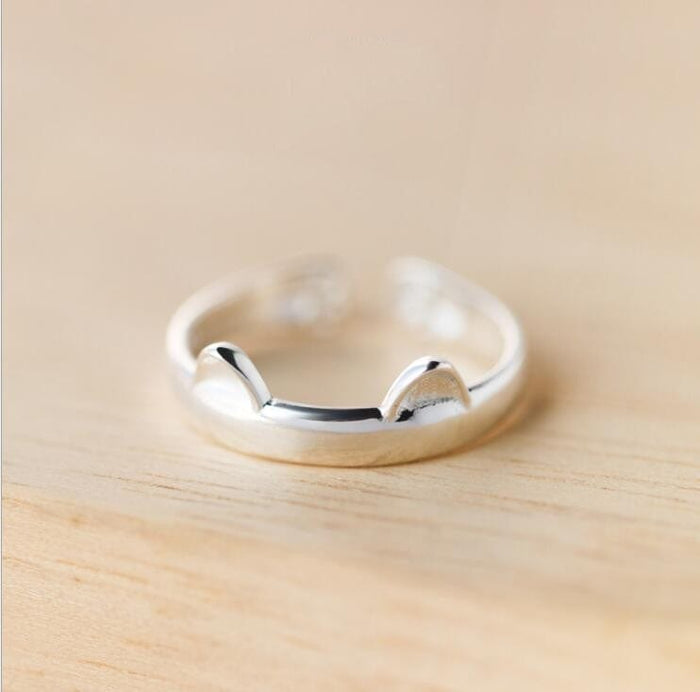 Ring - Women's Silver Plated Lucky Cat Adjustable Ring