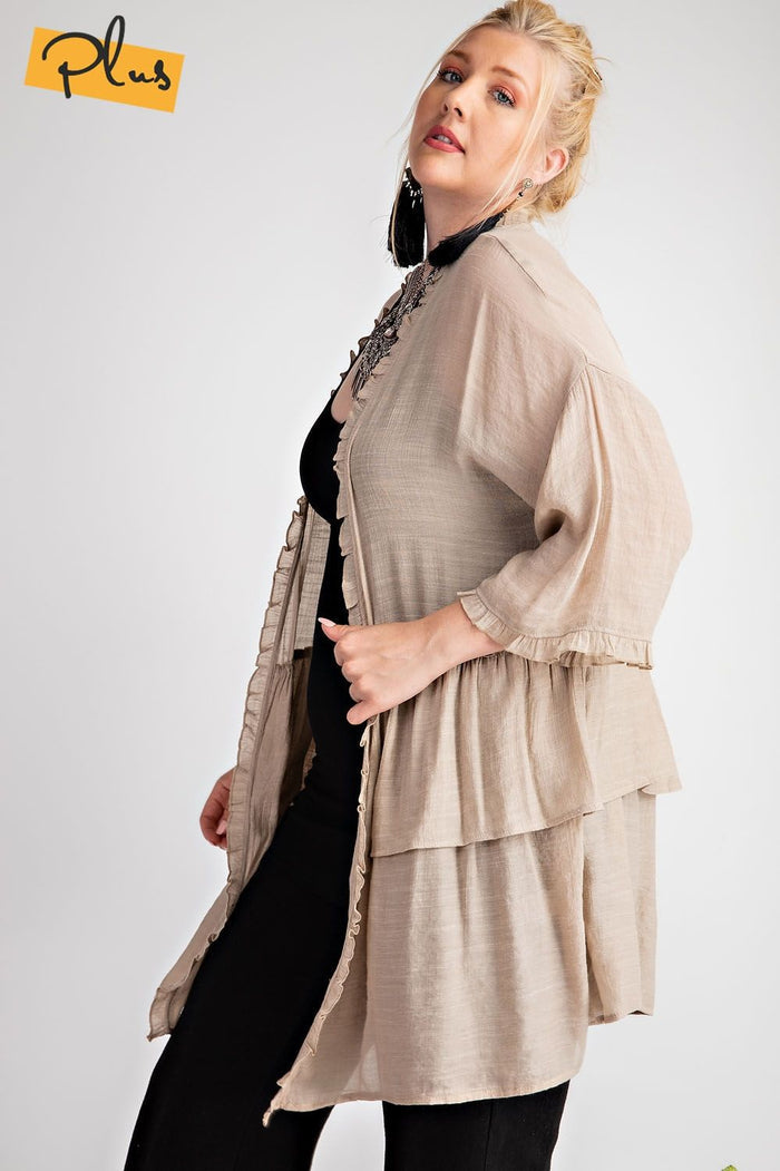 Ruffled LS Cardigan