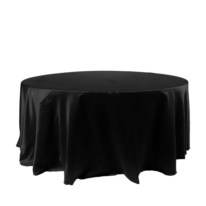 Black round tablecloth on a white background
