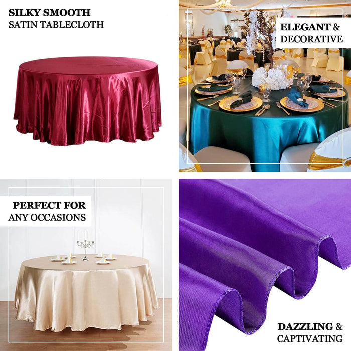 Elegant satin tablecloths in various colors for any occasion.