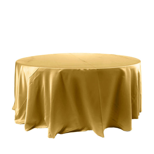 Yellow round tablecloth draped elegantly over a table