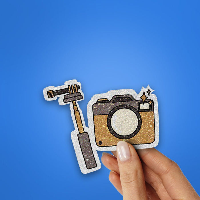 Selfie Camera Glitter Sticker - Glitter Stickers | STICK IT UP