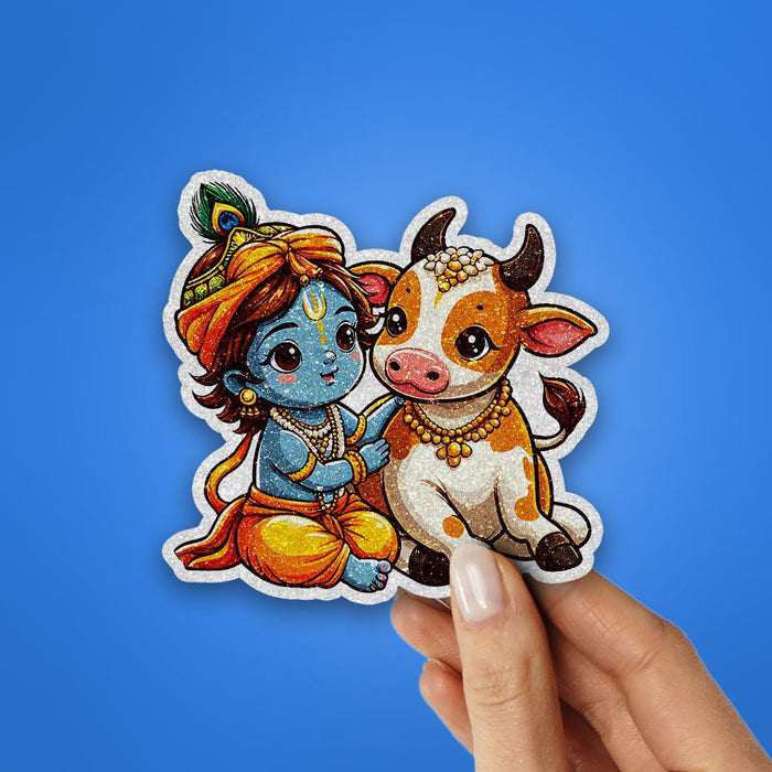 Shree Krishna 3.0 Glitter Sticker - Glitter Stickers | STICK IT UP