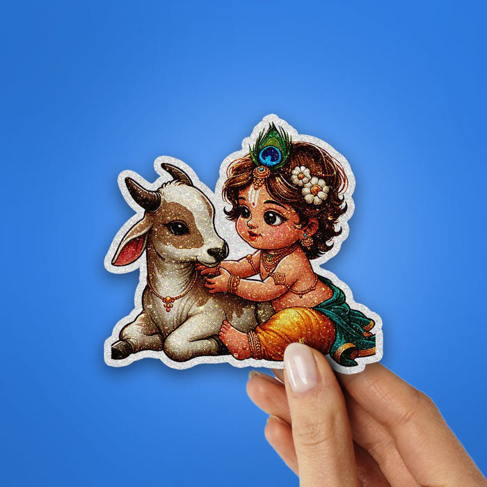 Shree Krishna 6.0 Glitter Sticker - Glitter Stickers | STICK IT UP