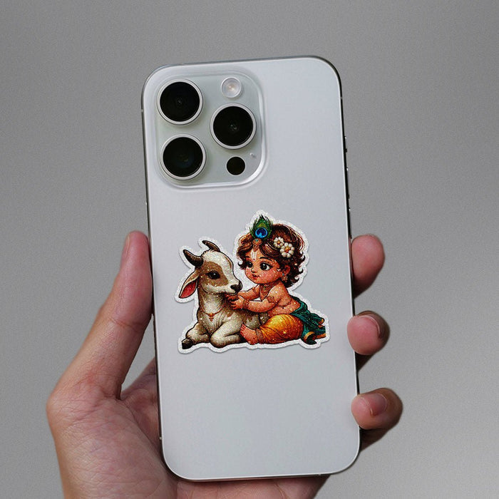 Shree Krishna 6.0 Glitter Sticker - Glitter Stickers | STICK IT UP