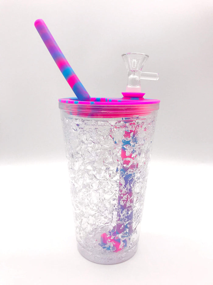 Smoke Station Water Pipe Hot Pink Silicone Cup To-Go Water Pipe
