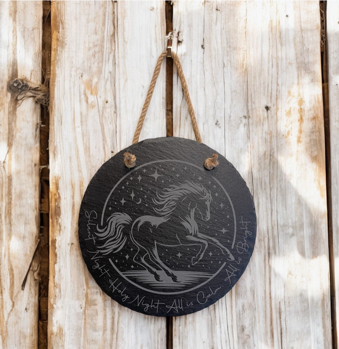 Slate Christmas Horse Wall Hanging, Silent Night