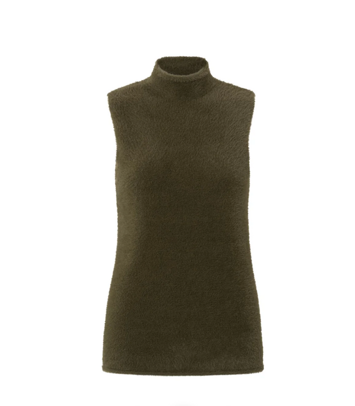 Sleeveless Fluffy Polo Sweater (Yaya)