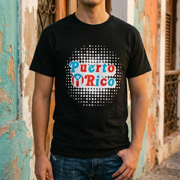 Souvenir de Puerto Rico - Camisas Negras con Logo sobre Puerto Rico T-SHIRT (Size Niño) – Ropa casual / regalo boricua