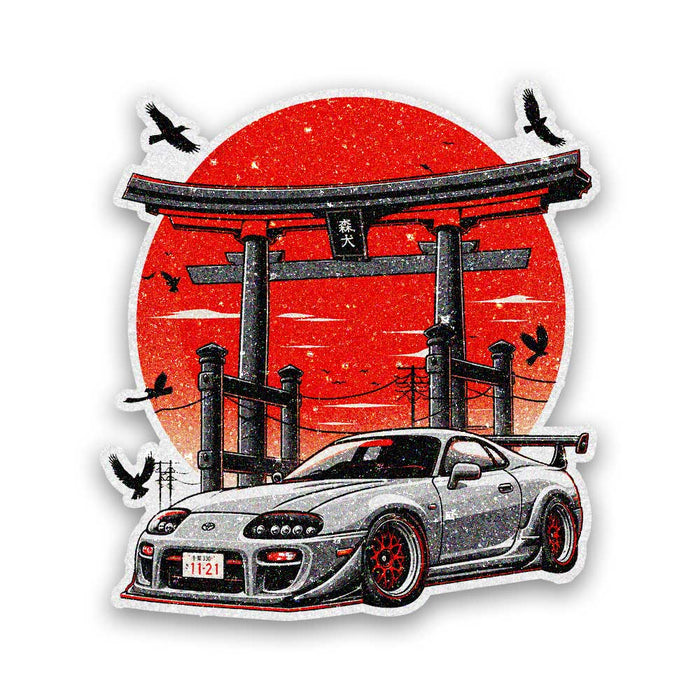 Sports Car Torii Gate Glitter Sticker - Glitter Stickers | STICK IT UP