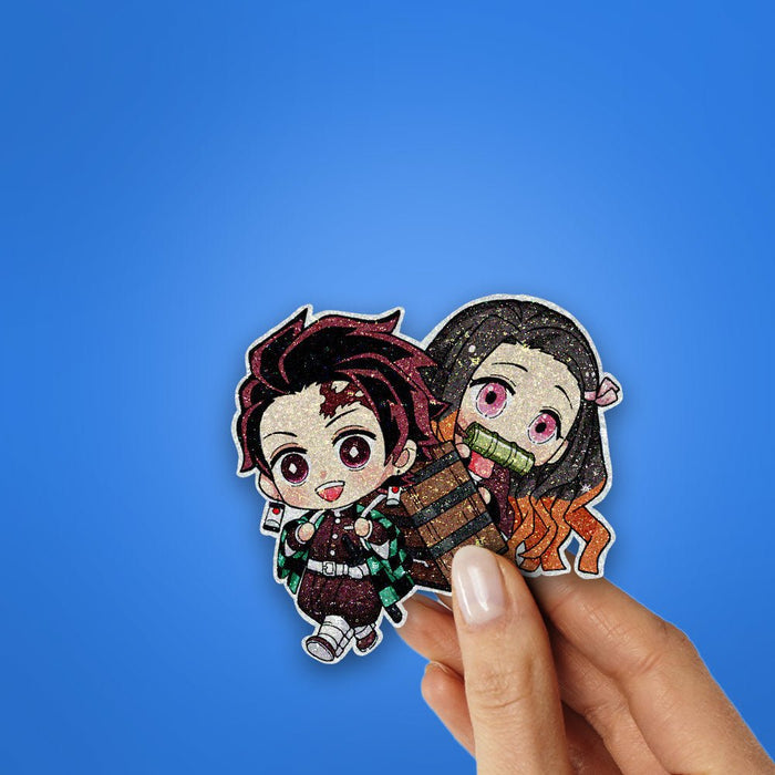 Tanijro x Nezuko Glitter Sticker - Glitter Stickers | STICK IT UP